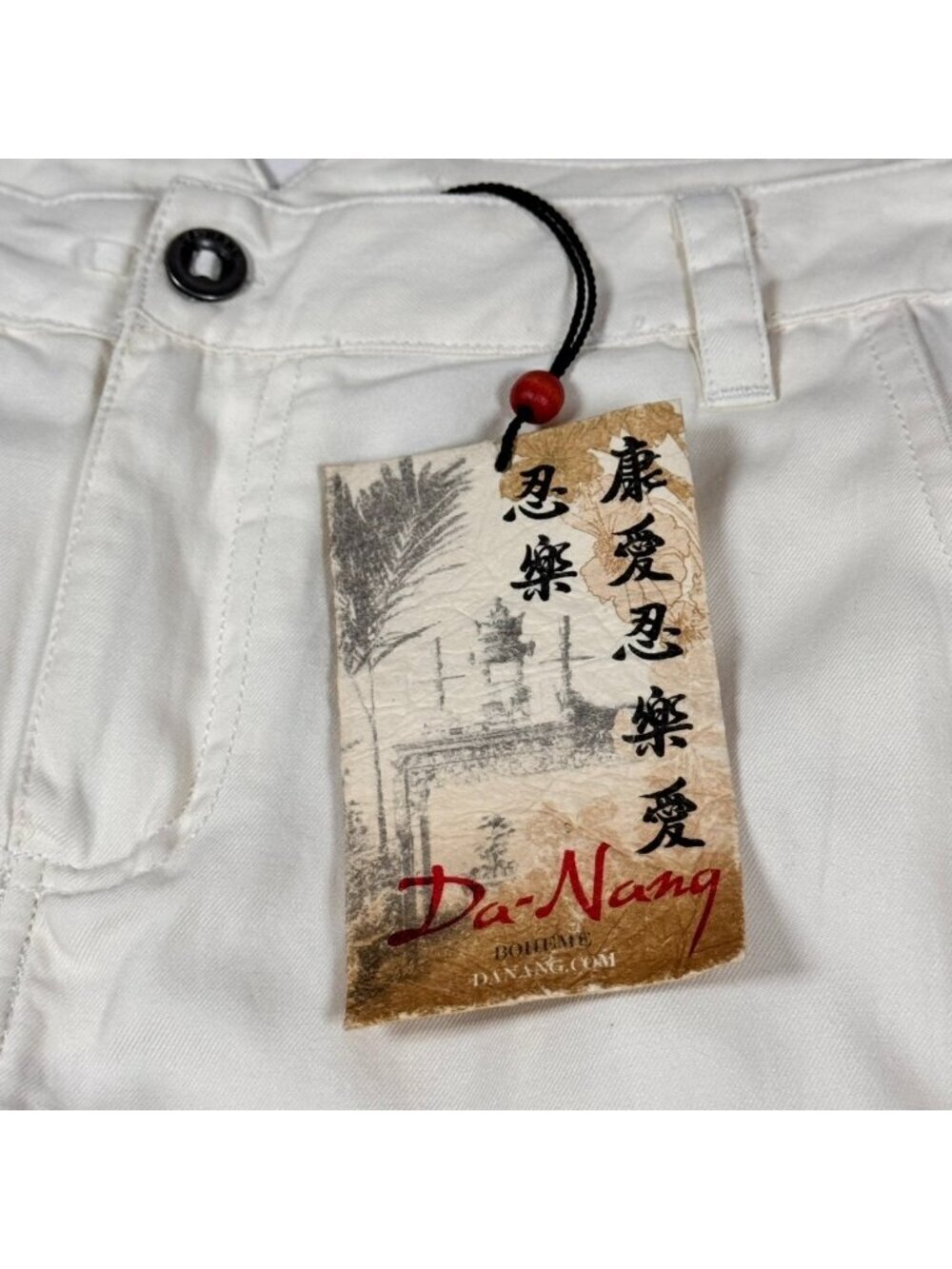 NWT Vintage Y2K Da-Nang Capri Pants Sz L Ivory Silk Cotton Blend Rare - Picture 13 of 16